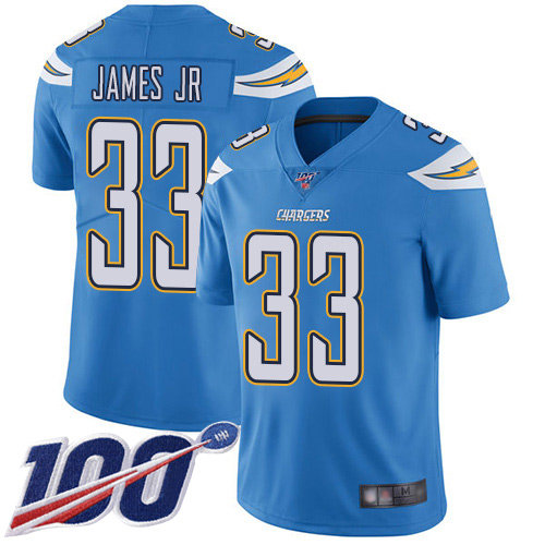 Chargers #33 Derwin James Jr Electric Blue Alternate Men’s Stitched Football 100th Season Vapor Limited Jersey