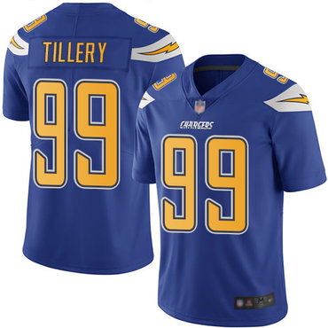 Chargers #99 Jerry Tillery Electric Blue Men’s Stitched Football Limited Rush Jersey
