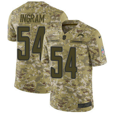 Nike Chargers #54 Melvin Ingram Camo Men’s Stitched NFL Limited 2018 Salute To Service Jersey
