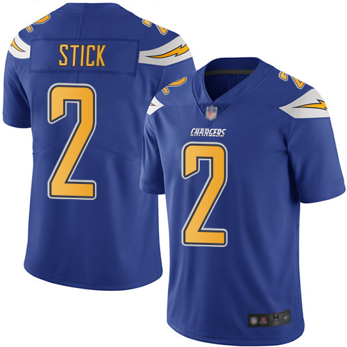 Chargers #2 Easton Stick Electric Blue Men’s Stitched Football Limited Rush Jersey