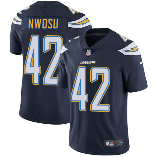 Men’s Nike Los Angeles Chargers #42 Uchenna Nwosu Navy Blue Team Color Stitched NFL Vapor Untouchable Limited Jersey