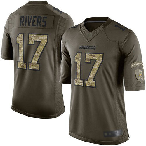 Chargers #17 Philip Rivers Green Men’s Stitched Football Limited 2015 Salute to Service Jersey