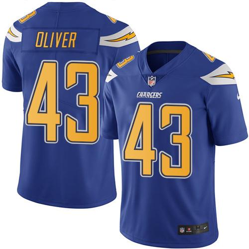 Nike Chargers #43 Branden Oliver Electric Blue Men’s Stitched NFL Limited Rush Jersey
