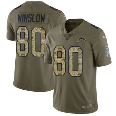 Nike Chargers #80 Kellen Winslow Olive Camo Men’s Stitched NFL Limited 2017 Salute To Service Jersey