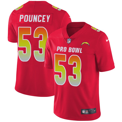 Nike Los Angeles Chargers #53 Mike Pouncey Red Men’s Stitched NFL Limited AFC 2019 Pro Bowl Jersey