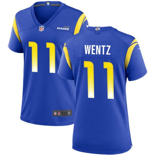 Women Los Angeles Rams #11 Carson Wentz Blue Stitched Jersey