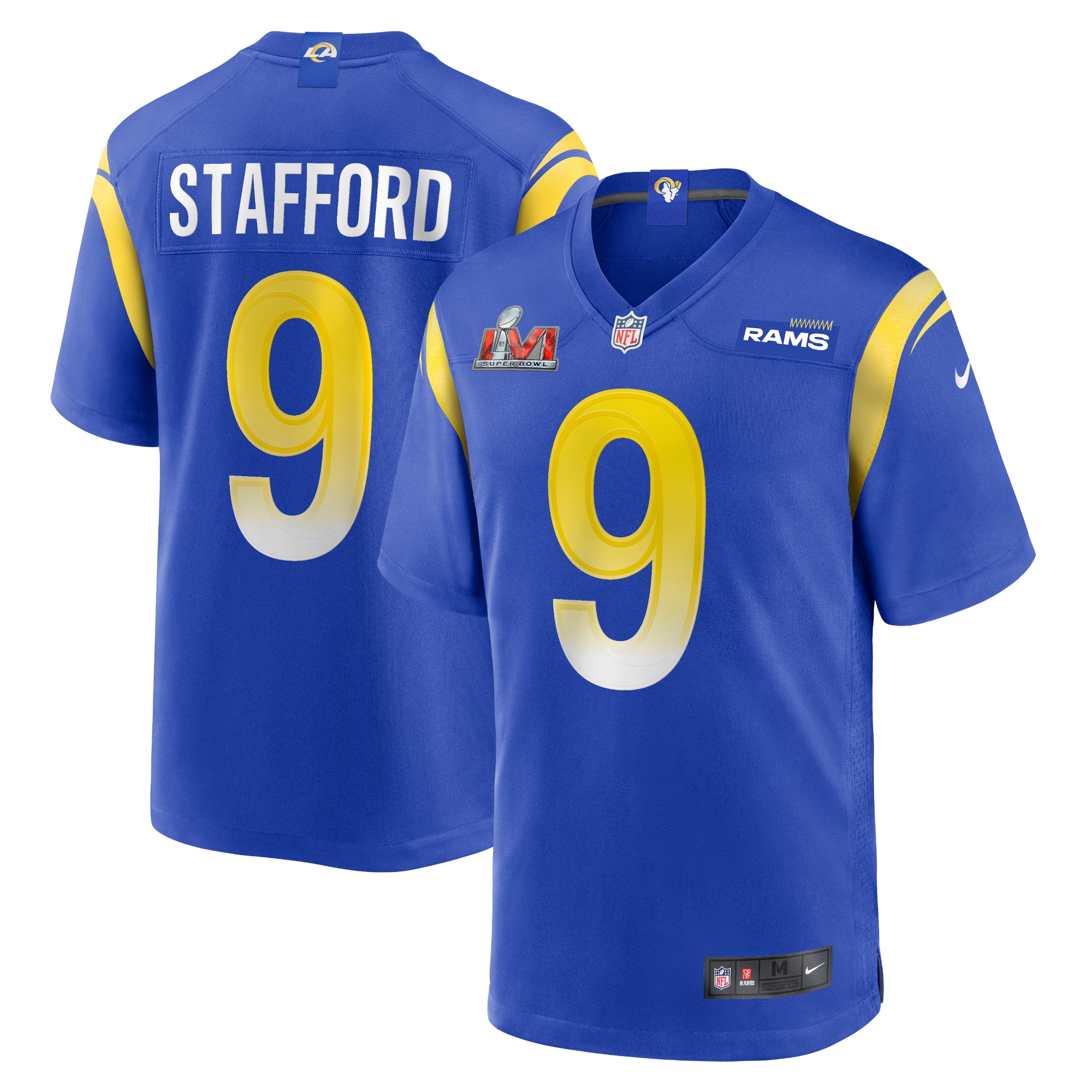 Matthew Stafford Los Angeles Rams Nike Super Bowl LVI Bound Game Patch Jersey Royal - Image 2