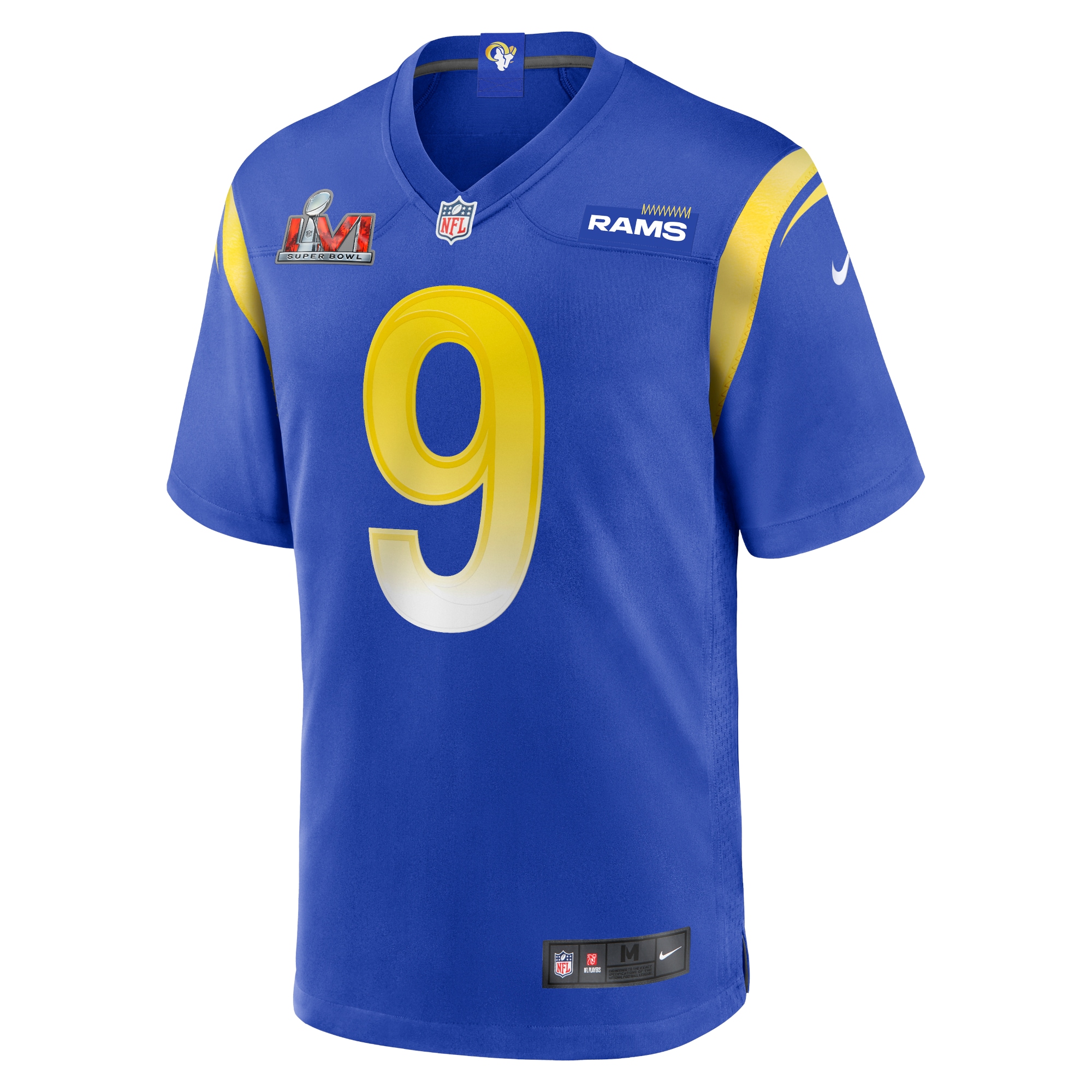 Matthew Stafford Los Angeles Rams Nike Super Bowl LVI Bound Game Patch Jersey Royal - Image 3