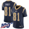 Nike Rams #81 Gerald Everett Navy Blue Team Color Men’s Stitched NFL 100th Season Vapor Limited Jersey