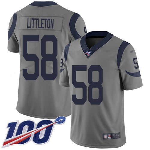 Nike Rams #58 Cory Littleton Gray Men’s Stitched NFL Limited Inverted Legend 100th Season Jersey