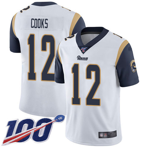 Nike Rams #12 Brandin Cooks White Men’s Stitched NFL 100th Season Vapor Limited Jersey