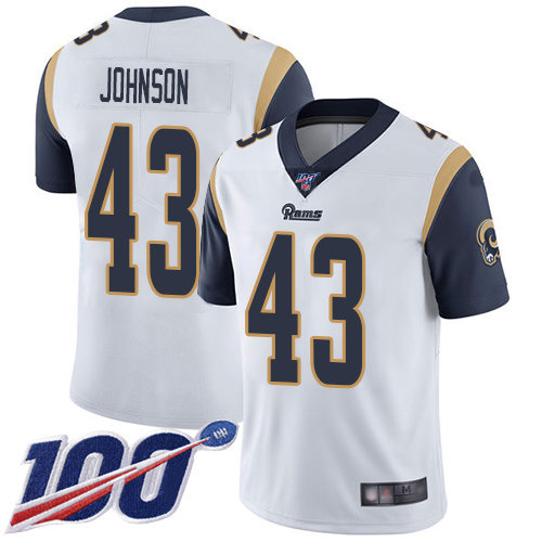 Nike Rams #43 John Johnson White Men’s Stitched NFL 100th Season Vapor Limited Jersey