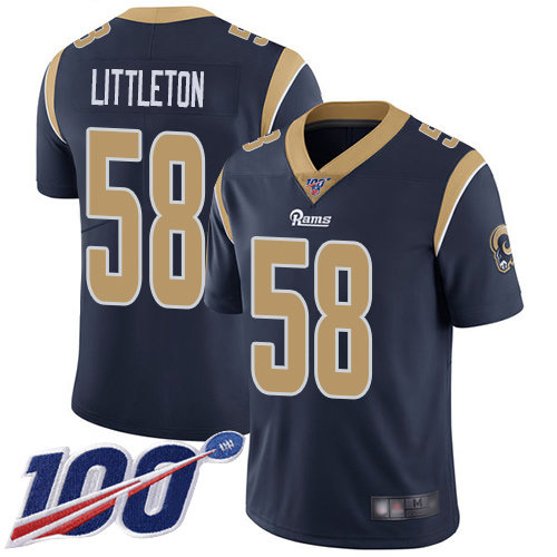 Nike Rams #58 Cory Littleton Navy Blue Team Color Men’s Stitched NFL 100th Season Vapor Limited Jersey