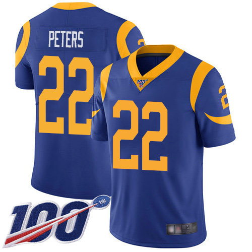 Nike Rams #22 Marcus Peters Royal Blue Alternate Men’s Stitched NFL 100th Season Vapor Limited Jersey