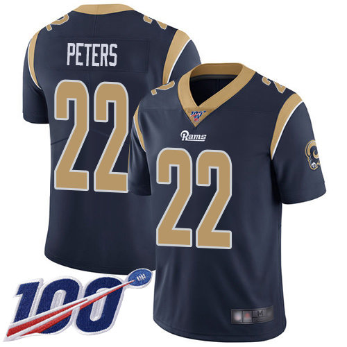 Nike Rams #22 Marcus Peters Navy Blue Team Color Men’s Stitched NFL 100th Season Vapor Limited Jersey