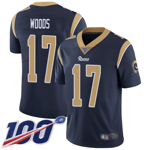 Nike Rams #17 Robert Woods Navy Blue Team Color Men’s Stitched NFL 100th Season Vapor Limited Jersey