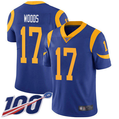 Nike Rams #17 Robert Woods Royal Blue Alternate Men’s Stitched NFL 100th Season Vapor Limited Jersey