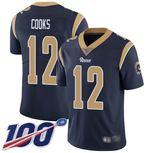 Nike Rams #12 Brandin Cooks Navy Blue Team Color Men’s Stitched NFL 100th Season Vapor Limited Jersey