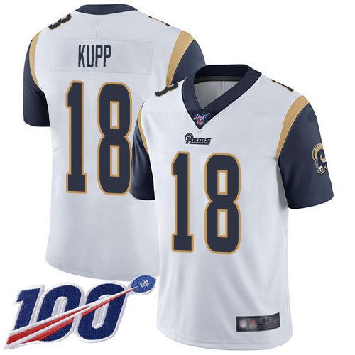 Nike Rams #18 Cooper Kupp White Men’s Stitched NFL 100th Season Vapor Limited Jersey