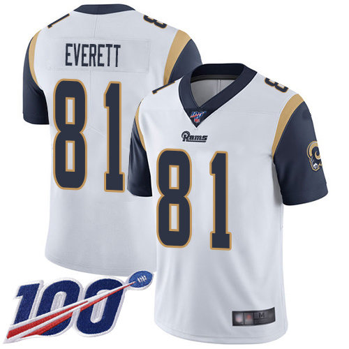 Nike Rams #81 Gerald Everett White Men’s Stitched NFL 100th Season Vapor Limited Jersey