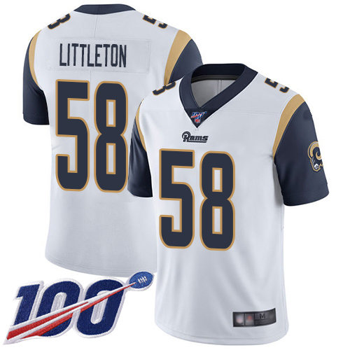 Nike Rams #58 Cory Littleton White Men’s Stitched NFL 100th Season Vapor Limited Jersey