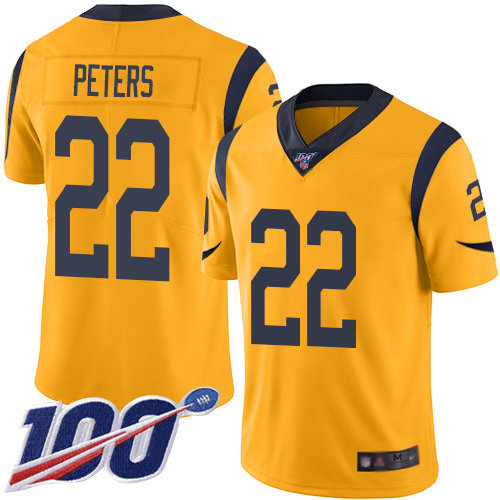 Nike Rams #22 Marcus Peters Gold Men’s Stitched NFL Limited Rush 100th Season Jersey