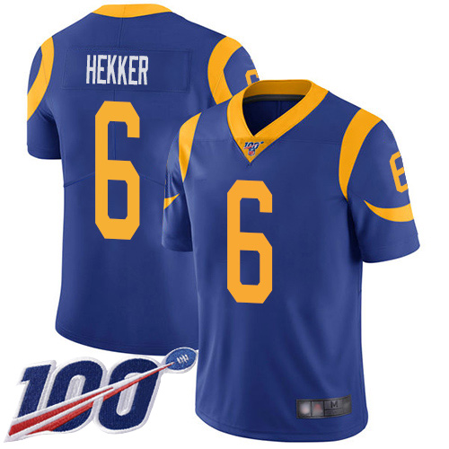 Nike Rams #6 Johnny Hekker Royal Blue Alternate Men’s Stitched NFL 100th Season Vapor Limited Jersey