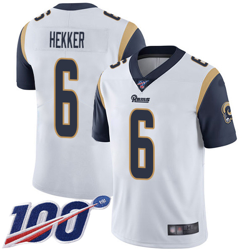 Nike Rams #6 Johnny Hekker White Men’s Stitched NFL 100th Season Vapor Limited Jersey