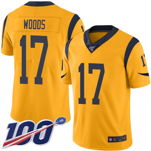Nike Rams #17 Robert Woods Gold Men’s Stitched NFL Limited Rush 100th Season Jersey
