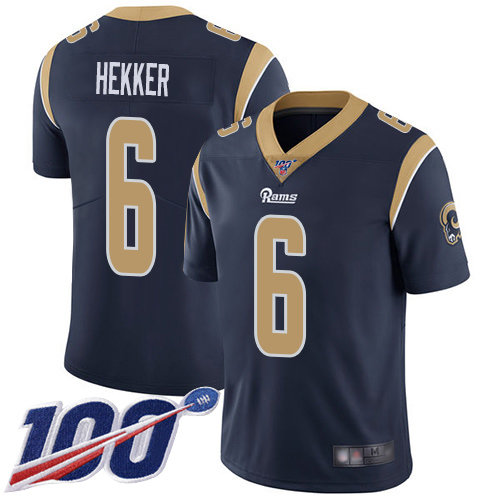 Nike Rams #6 Johnny Hekker Navy Blue Team Color Men’s Stitched NFL 100th Season Vapor Limited Jersey