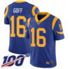 Rams #16 Jared Goff Royal Blue Alternate Men’s Stitched Football 100th Season Vapor Limited Jersey