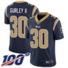Rams #30 Todd Gurley II Navy Blue Team Color Men’s Stitched Football 100th Season Vapor Limited Jersey