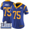 #75 Limited Deacon Jones Royal Blue Nike NFL Alternate Women’s Jersey Los Angeles Rams Vapor Untouchable Super Bowl LIII Bound