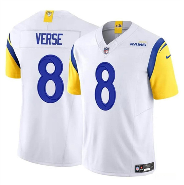 Men’s Los Angeles Rams #8 Jared Verse White 2024 Draft F.U.S.E. Vapor Untouchable Football Stitched Jersey