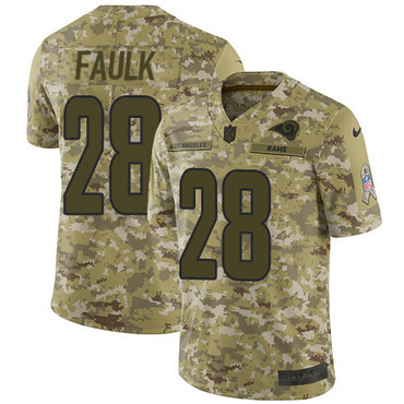 Nike Rams #28 Marshall Faulk Camo Men’s Stitched NFL Limited 2018 Salute To Service Jersey
