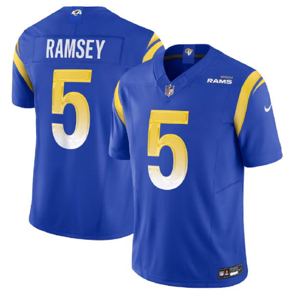 Men’s Los Angeles Rams #5 Jalen Ramsey Blue 2023 F.U.S.E. Vapor Untouchable Limited Football Stitched Jersey