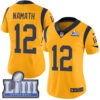 #12 Limited Joe Namath Gold Nike NFL Women’s Jersey Los Angeles Rams Rush Vapor Untouchable Super Bowl LIII Bound
