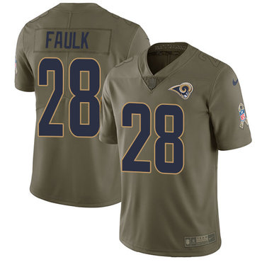 Nike Los Angeles Rams #28 Marshall Faulk Olive Men’s Stitched NFL Limited 2017 Salute to Service Jersey