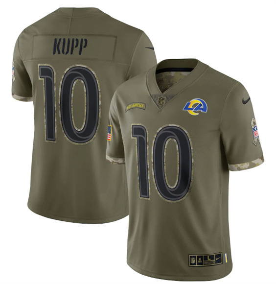 Men’s Los Angeles Rams #10 Cooper Kupp 2022 Olive Salute To Service Limited Stitched Jersey