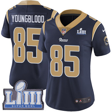 #85 Limited Jack Youngblood Navy Blue Nike NFL Home Women’s Jersey Los Angeles Rams Vapor Untouchable Super Bowl LIII Bound