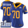#70 Limited Joseph Noteboom Royal Blue Nike NFL Alternate Women’s Jersey Los Angeles Rams Vapor Untouchable Super Bowl LIII Bound