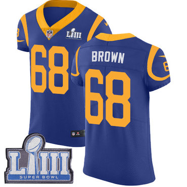 #68 Elite Jamon Brown Royal Blue Nike NFL Alternate Men’s Jersey Los Angeles Rams Vapor Untouchable Super Bowl LIII Bound