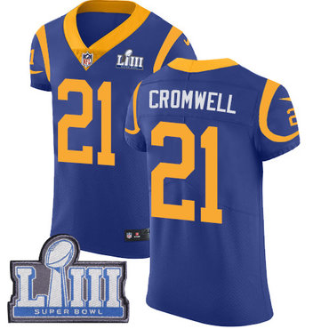 Men’s Los Angeles Rams #21 Nolan Cromwell Royal Blue Nike NFL Alternate Vapor Untouchable Super Bowl LIII Bound Elite Jersey