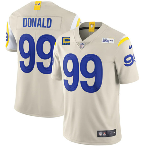 Men’s Los Angeles Rams 2022 #99 Aaron Donald Bone White With 4-star C Patch Stitched NFL Jersey