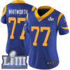 #77 Limited Andrew Whitworth Royal Blue Nike NFL Alternate Women’s Jersey Los Angeles Rams Vapor Untouchable Super Bowl LIII Bound