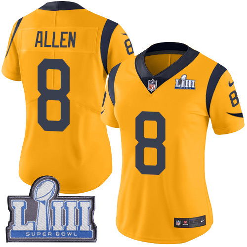 #8 Limited Brandon Allen Gold Nike NFL Women’s Jersey Los Angeles Rams Rush Vapor Untouchable Super Bowl LIII Bound