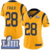 #28 Limited Marshall Faulk Gold Nike NFL Women’s Jersey Los Angeles Rams Rush Vapor Untouchable Super Bowl LIII Bound