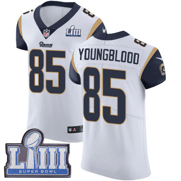 #85 Elite Jack Youngblood White Nike NFL Road Men’s Jersey Los Angeles Rams Vapor Untouchable Super Bowl LIII Bound
