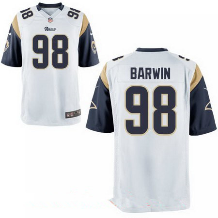Men’s Los Angeles Rams #98 Connor Barwin White Road Stitched NFL Nike Elite Jersey