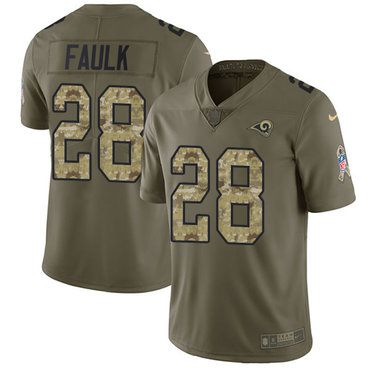 Nike Rams #28 Marshall Faulk Olive Camo Men’s Stitched NFL Limited 2017 Salute To Service Jersey